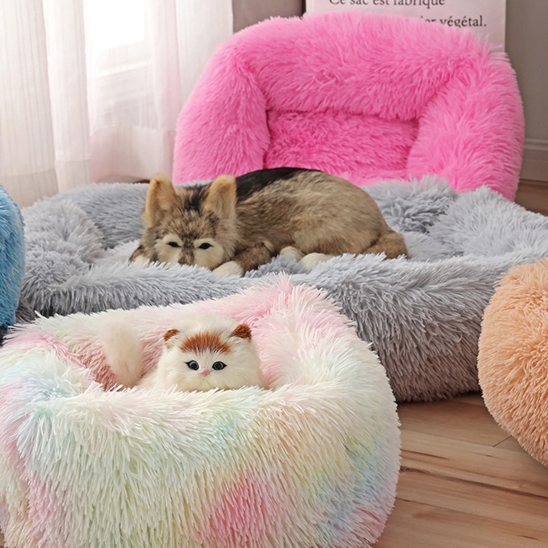 Dogs Long Plush Solid Bed - Image 2